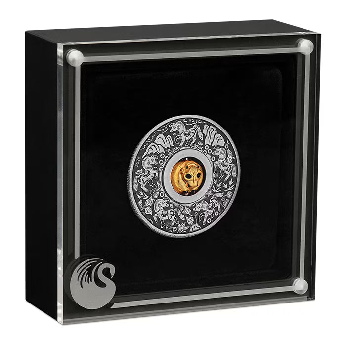 2026 1oz Tuvalu Year of the Horse Rotating Charm .9999 Silver Antiqued Gilded Coin
