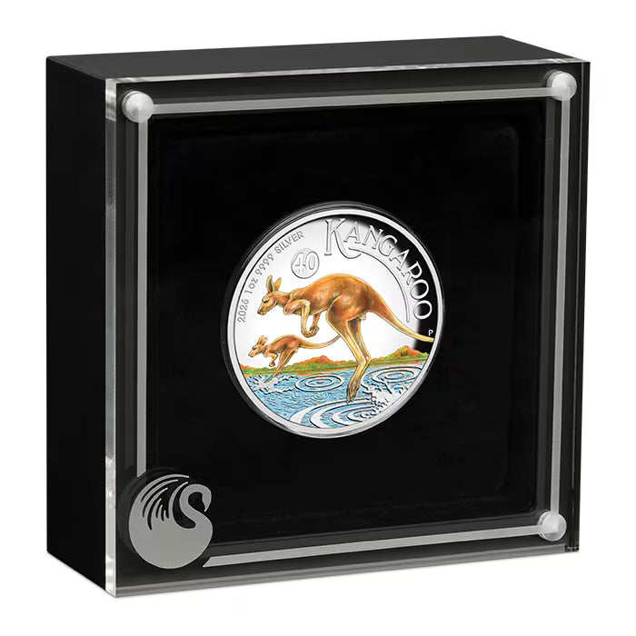 2026 1oz Australia Kangaroo .9999 Silver High Relief Coloured Proof Coin