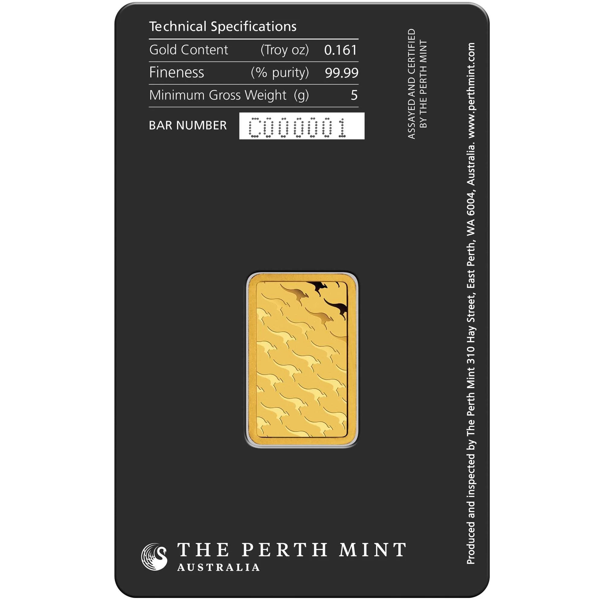5g Perth Mint Minted Gold Bar