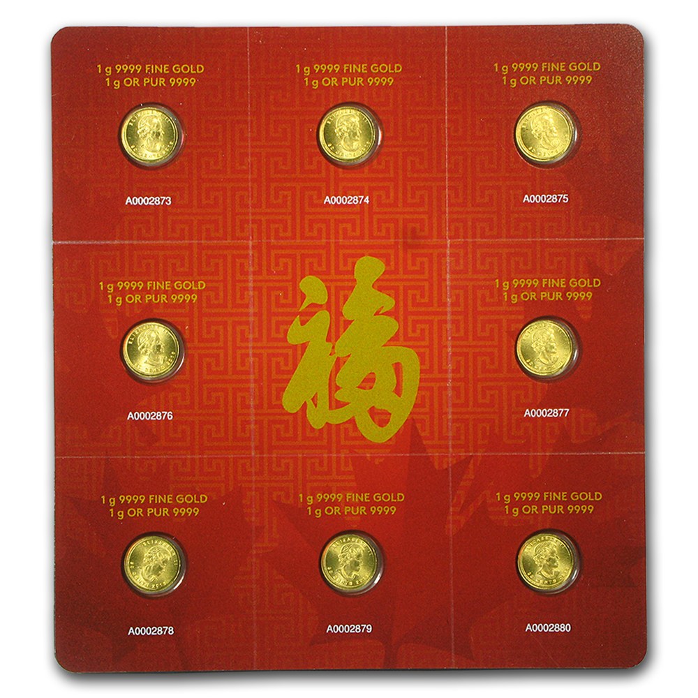 8g 2016 Canadian Maplegram8 Gold Coins(8 x 1g)