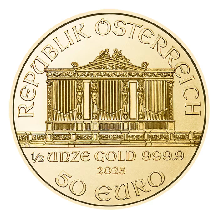 2025 1/2 oz Austria Philharmonic .9999 Gold Coin