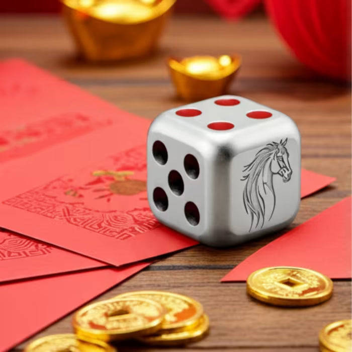 2026 1 oz Fiji Lunar Year of the Horse .999 Silver Antique Dice Coin