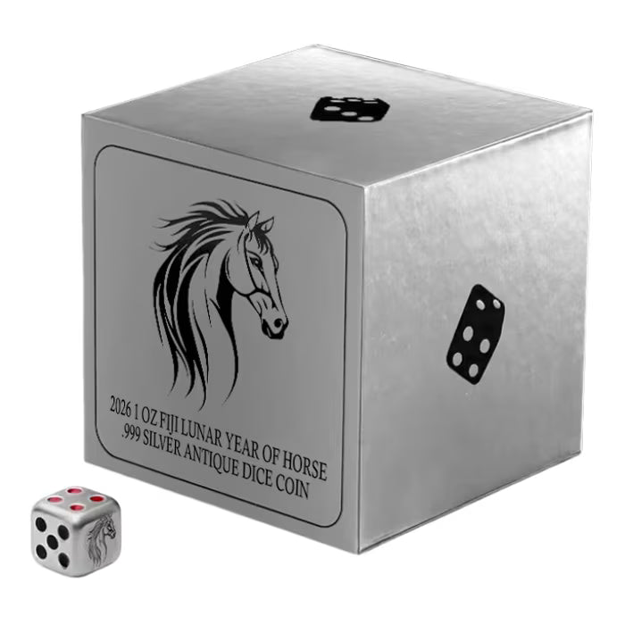 2026 1 oz Fiji Lunar Year of the Horse .999 Silver Antique Dice Coin