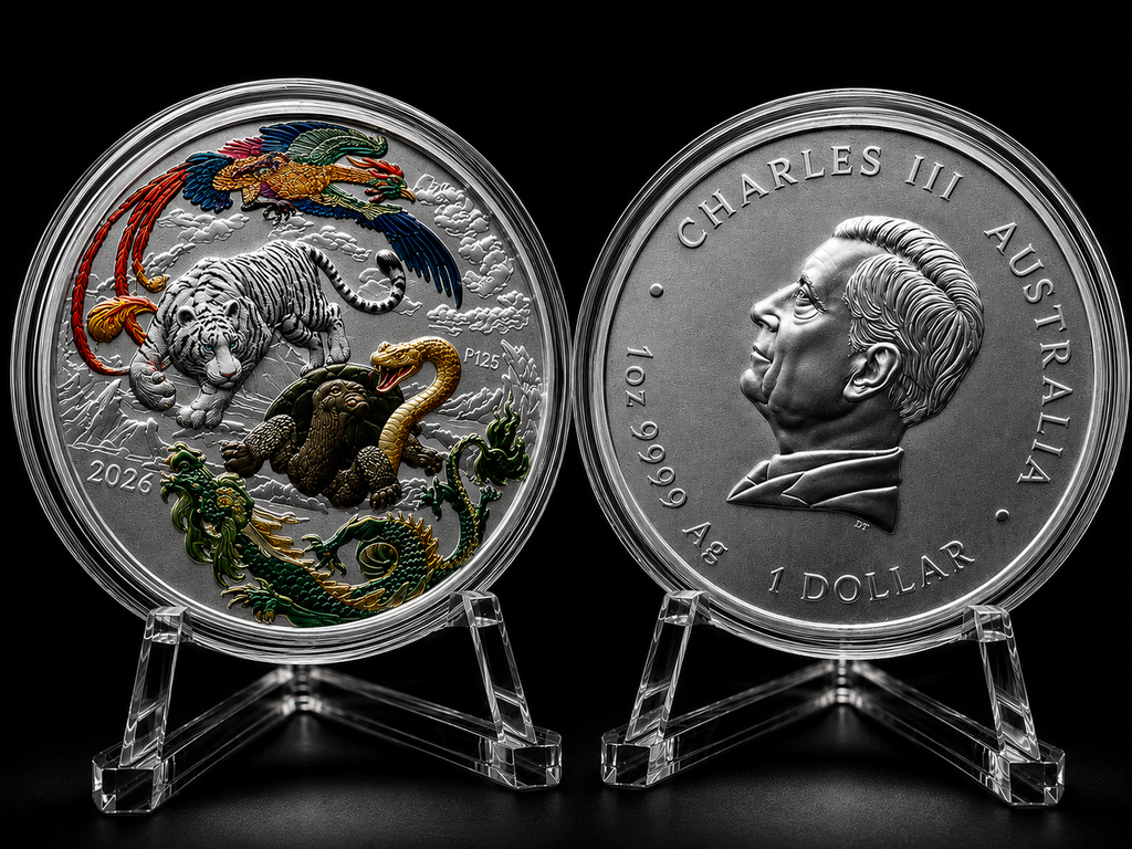 2024 1oz Australia Chinese Myths and Legends - Four Guardians Lan .9999 Silver Coloured BU Coin
