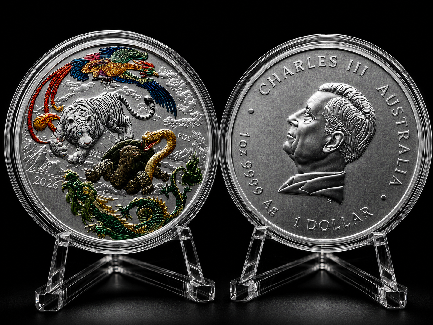 2024 1oz Australia Chinese Myths and Legends - Four Guardians Lan .9999 Silver Coloured BU Coin
