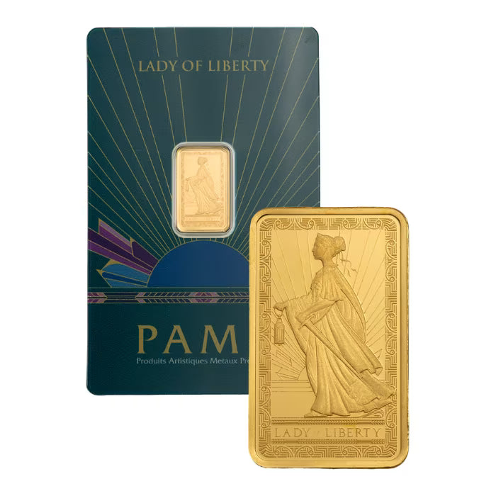 2.5 gram Pamp Suisse Lady of Liberty .9999 Gold Minted Bar