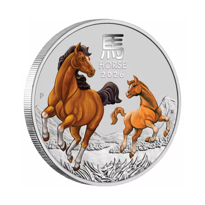 2026 1oz Lunar III - Year of the Horse Silver Coloured BU Coin (in Capsule)
