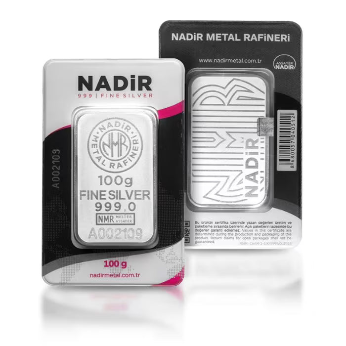 100 gram Nadir .999 Silver Bar (In Assay)