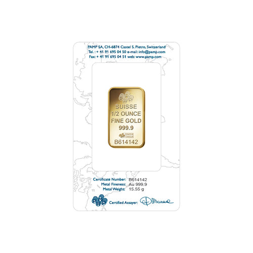 1/2 oz Pamp Suisse Lady Fortuna .9999 Gold Bar (In Assay)