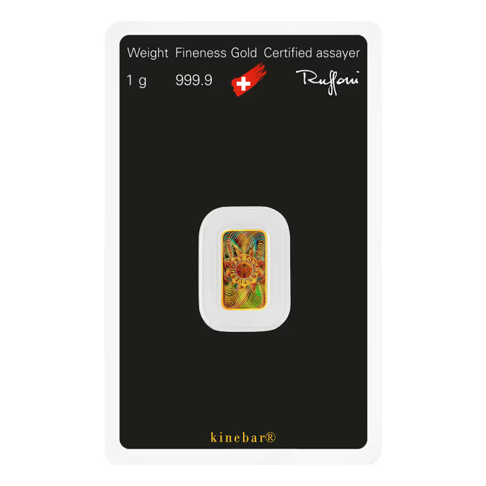 1 gram Argor Heraeus .9999 Gold Kine Bar