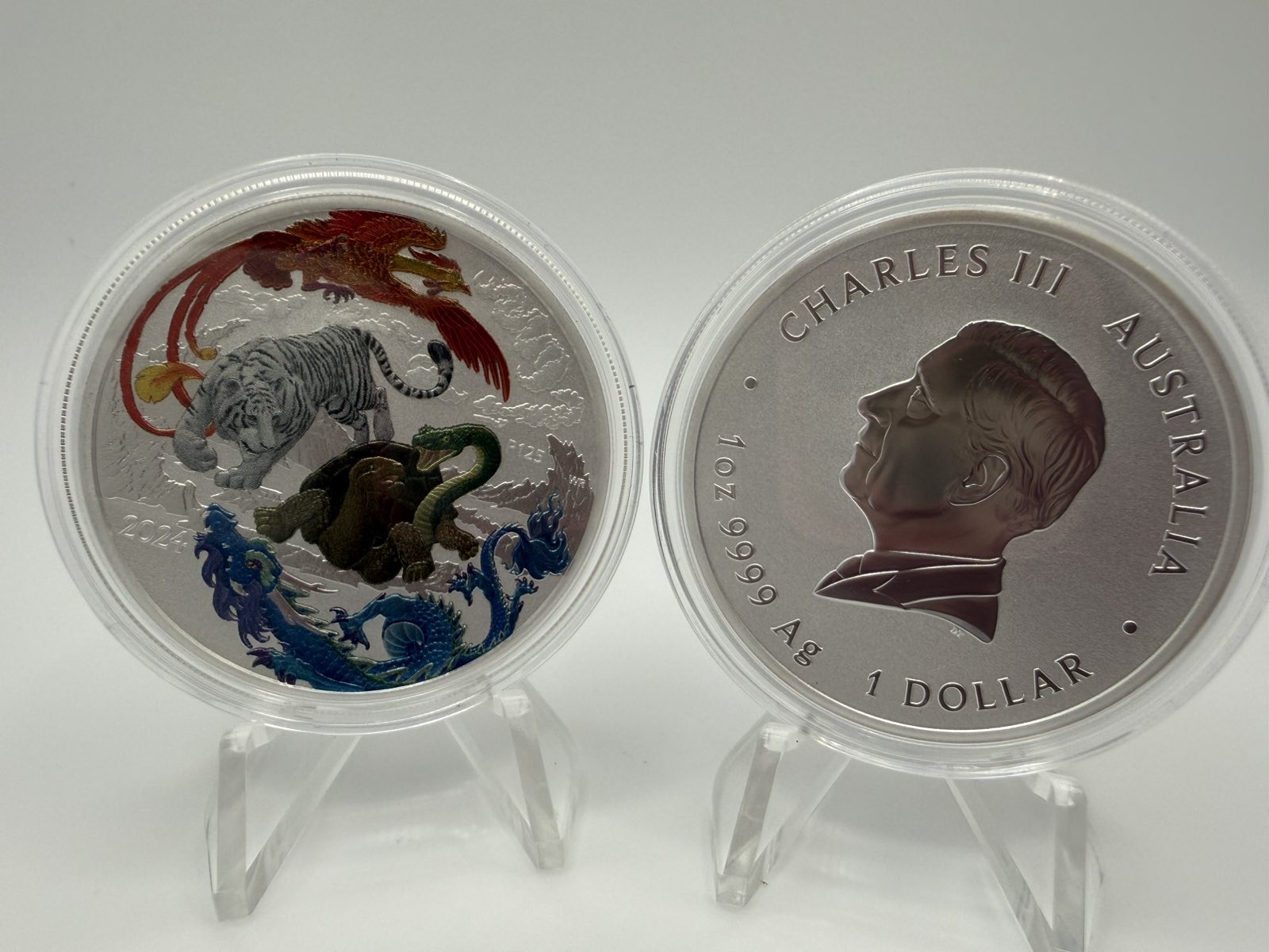 2024 1oz Australia Chinese Myths and Legends - Four Guardians Hong .9999 Silver Coloured BU Coin