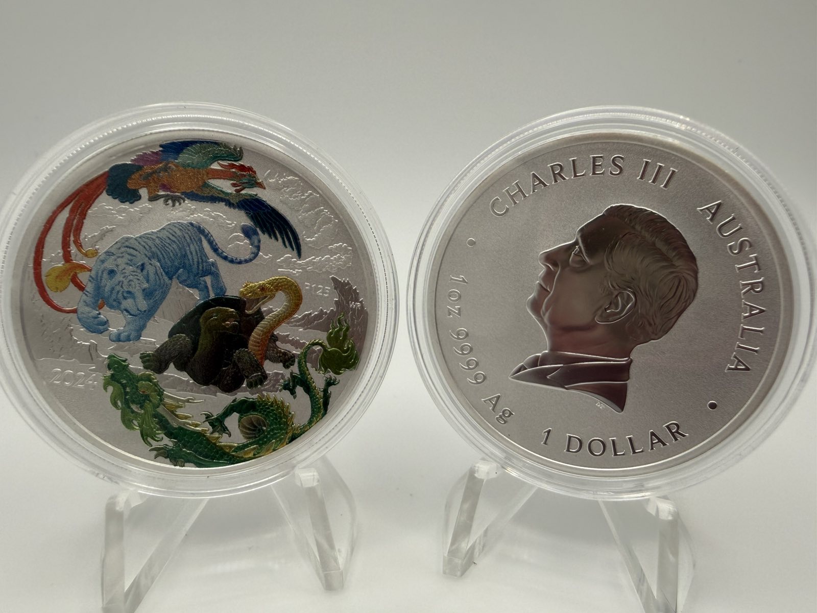 2024 1oz Australia Chinese Myths and Legends - Four Guardians Lan .9999 Silver Coloured BU Coin