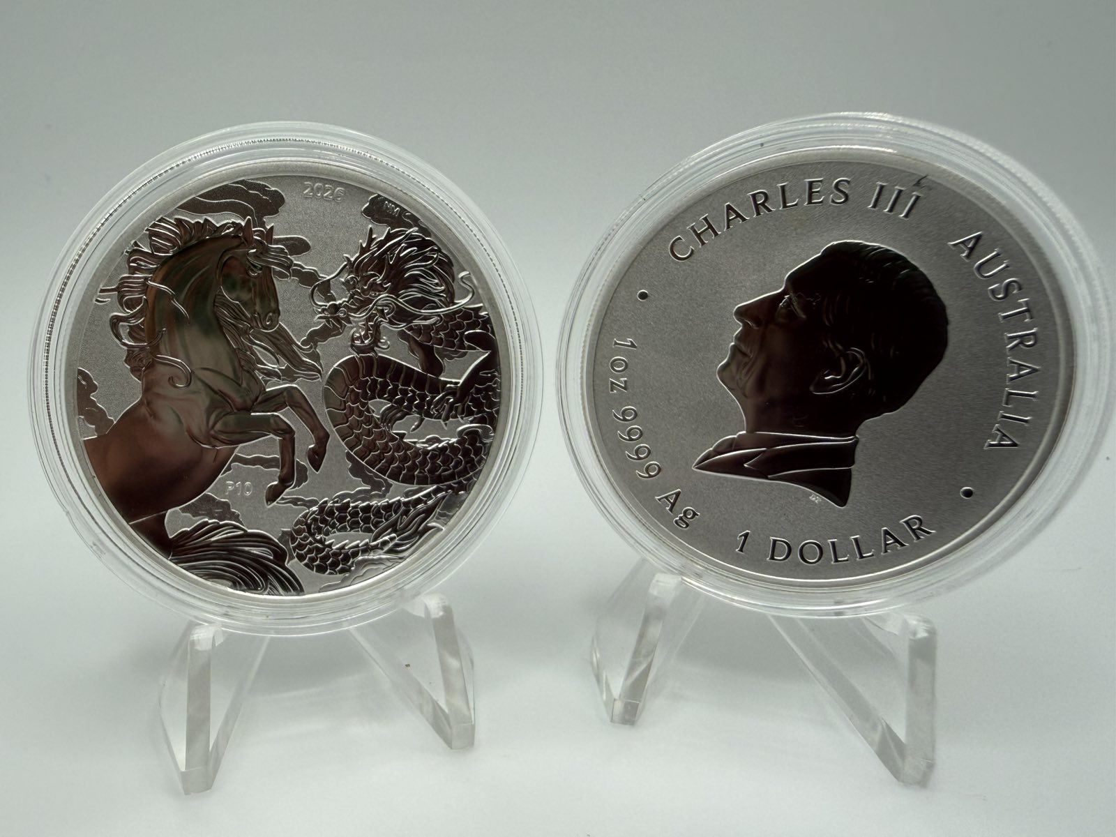 2026 1oz Australia Chinese Myths and Legends - Dragon and Horse .9999 Silver BU Coin