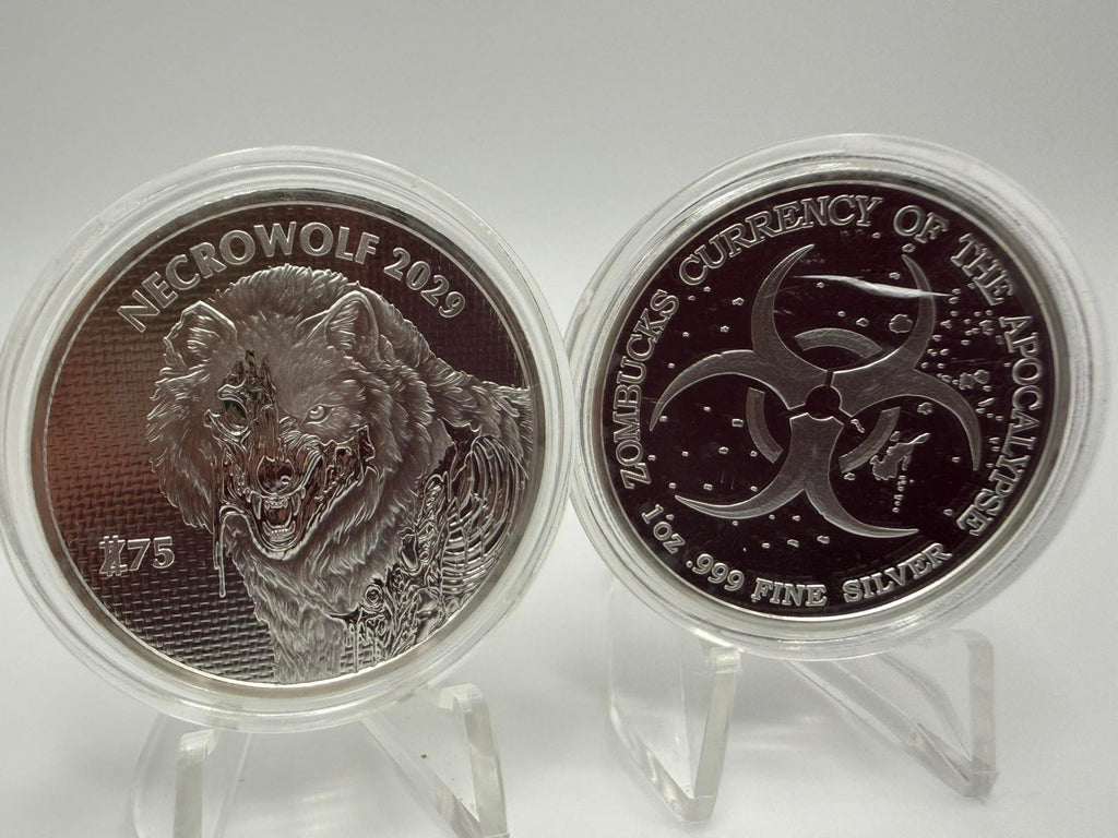 1 oz Zombucks World Necrowolf .999 Silver BU Round