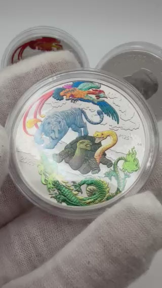 2024 1oz Australia Chinese Myths and Legends - Four Guardians Lan .9999 Silver Coloured BU Coin