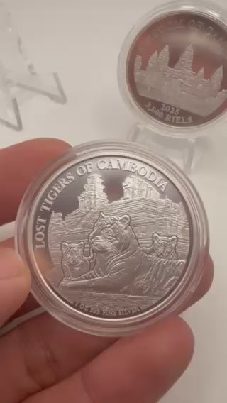 2025 1oz Cambodia Lost Tigers of Cambodia .999 Silver BU Coin
