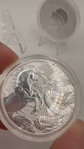 2026 1oz Australia Chinese Myths and Legends - Dragon and Horse .9999 Silver BU Coin