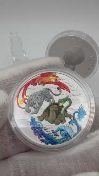 2024 1oz Australia Chinese Myths and Legends - Four Guardians Hong .9999 Silver Coloured BU Coin