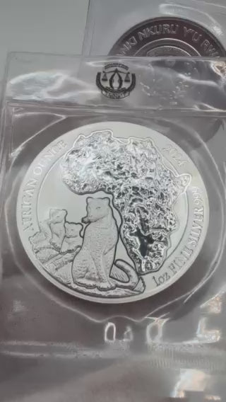 2024 1oz Rwanda African Ounce Leopard .999 Silver BU Coin