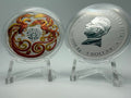 Skip to the end of the images gallery Skip to the beginning of the images gallery 2025 1oz Australia Chinese Myths and Legends - Double Phoenix Red .9999 Silver Coloured BU Coin
