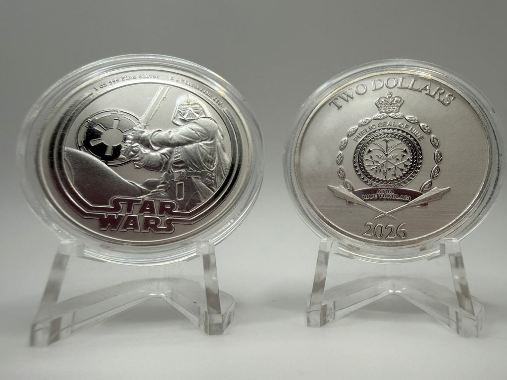 Skip to the end of the images gallery Skip to the beginning of the images gallery 2026 1 oz Niue Star Wars Darth Vader .999 Silver BU Coin